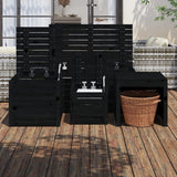 NNEVL 4 Piece Garden Box Set Black Solid Wood Pine