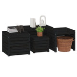 NNEVL 4 Piece Garden Box Set Black Solid Wood Pine