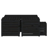 NNEVL 4 Piece Garden Box Set Black Solid Wood Pine
