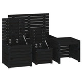 NNEVL 4 Piece Garden Box Set Black Solid Wood Pine