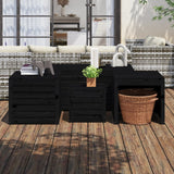NNEVL 4 Piece Garden Box Set Black Solid Wood Pine