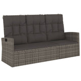 NNEVL Reclining Garden Bench with Cushions Grey 173 cm Poly rattan