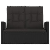 NNEVL Reclining Garden Bench with Cushions Black 118 cm Poly rattan