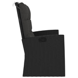 NNEVL Reclining Garden Bench with Cushions Black 118 cm Poly rattan