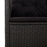 NNEVL Reclining Garden Bench with Cushions Black 118 cm Poly rattan