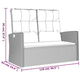 NNEVL Reclining Garden Bench with Cushions Black 118 cm Poly rattan