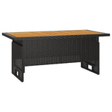 NNEVL Garden Table Black 100x50x43/63 cm Solid Wood Acacia&Poly Rattan