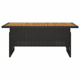 NNEVL Garden Table Black 100x50x43/63 cm Solid Wood Acacia&Poly Rattan