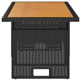 NNEVL Garden Table Black 100x50x43/63 cm Solid Wood Acacia&Poly Rattan