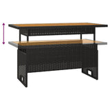 NNEVL Garden Table Black 100x50x43/63 cm Solid Wood Acacia&Poly Rattan