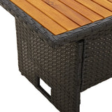 NNEVL Garden Table Black 100x50x43/63 cm Solid Wood Acacia&Poly Rattan