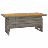 NNEVL Garden Table Grey 100x50x43/63 cm Solid Wood Acacia&Poly Rattan