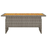 NNEVL Garden Table Grey 100x50x43/63 cm Solid Wood Acacia&Poly Rattan