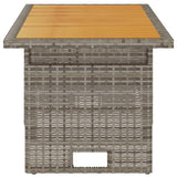 NNEVL Garden Table Grey 100x50x43/63 cm Solid Wood Acacia&Poly Rattan