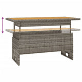 NNEVL Garden Table Grey 100x50x43/63 cm Solid Wood Acacia&Poly Rattan