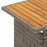 NNEVL Garden Table Grey 100x50x43/63 cm Solid Wood Acacia&Poly Rattan