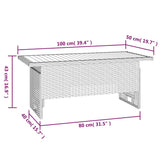 NNEVL Garden Table Grey 100x50x43/63 cm Solid Wood Acacia&Poly Rattan