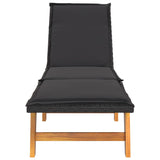 NNEVL Sun Lounger with Cushion Poly Rattan&Solid Wood Acacia