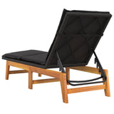 NNEVL Sun Lounger with Cushion Poly Rattan&Solid Wood Acacia