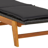 NNEVL Sun Lounger with Cushion Poly Rattan&Solid Wood Acacia