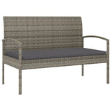NNEVL Garden Bench with Cushion Grey 105 cm Poly Rattan