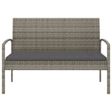 NNEVL Garden Bench with Cushion Grey 105 cm Poly Rattan