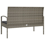 NNEVL Garden Bench with Cushion Grey 105 cm Poly Rattan