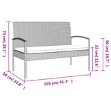 NNEVL Garden Bench with Cushion Grey 105 cm Poly Rattan