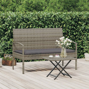 NNEVL Garden Bench with Cushion Grey 105 cm Poly Rattan