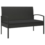 NNEVL Garden Bench with Cushion Black 105 cm Poly Rattan