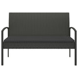 NNEVL Garden Bench with Cushion Black 105 cm Poly Rattan