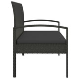 NNEVL Garden Bench with Cushion Black 105 cm Poly Rattan