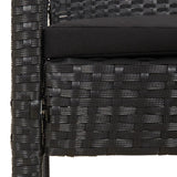 NNEVL Garden Bench with Cushion Black 105 cm Poly Rattan