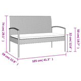 NNEVL Garden Bench with Cushion Black 105 cm Poly Rattan