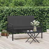 NNEVL Garden Bench with Cushion Black 105 cm Poly Rattan
