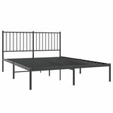 NNEVL Metal Bed Frame without Mattress with Headboard Black 135x190 cm
