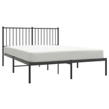 NNEVL Metal Bed Frame without Mattress with Headboard Black 135x190 cm