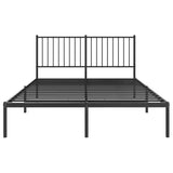 NNEVL Metal Bed Frame without Mattress with Headboard Black 135x190 cm