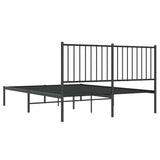 NNEVL Metal Bed Frame without Mattress with Headboard Black 135x190 cm