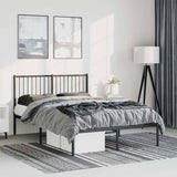 NNEVL Metal Bed Frame without Mattress with Headboard Black 135x190 cm