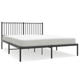 NNEVL Metal Bed Frame without Mattress with Headboard Black 150x200 cm