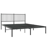 NNEVL Metal Bed Frame without Mattress with Headboard Black 150x200 cm