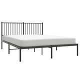 NNEVL Metal Bed Frame without Mattress with Headboard Black 150x200 cm