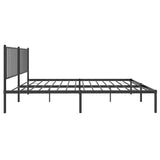 NNEVL Metal Bed Frame without Mattress with Headboard Black 150x200 cm
