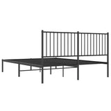 NNEVL Metal Bed Frame without Mattress with Headboard Black 150x200 cm
