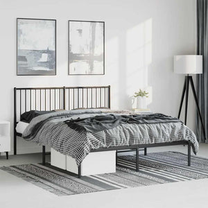 NNEVL Metal Bed Frame without Mattress with Headboard Black 150x200 cm