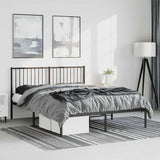 NNEVL Metal Bed Frame without Mattress with Headboard Black 150x200 cm
