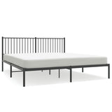 NNEVL Metal Bed Frame without Mattress with Headboard Black 183x203 cm King