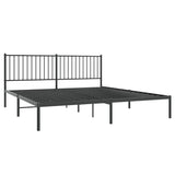 NNEVL Metal Bed Frame without Mattress with Headboard Black 183x203 cm King