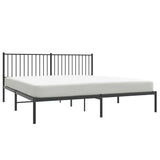 NNEVL Metal Bed Frame without Mattress with Headboard Black 183x203 cm King